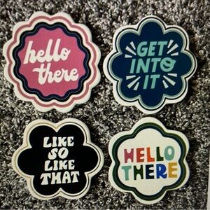 Tabitha Brown Multicolor Stoneware Coaster Set with Inspirational Quotes.